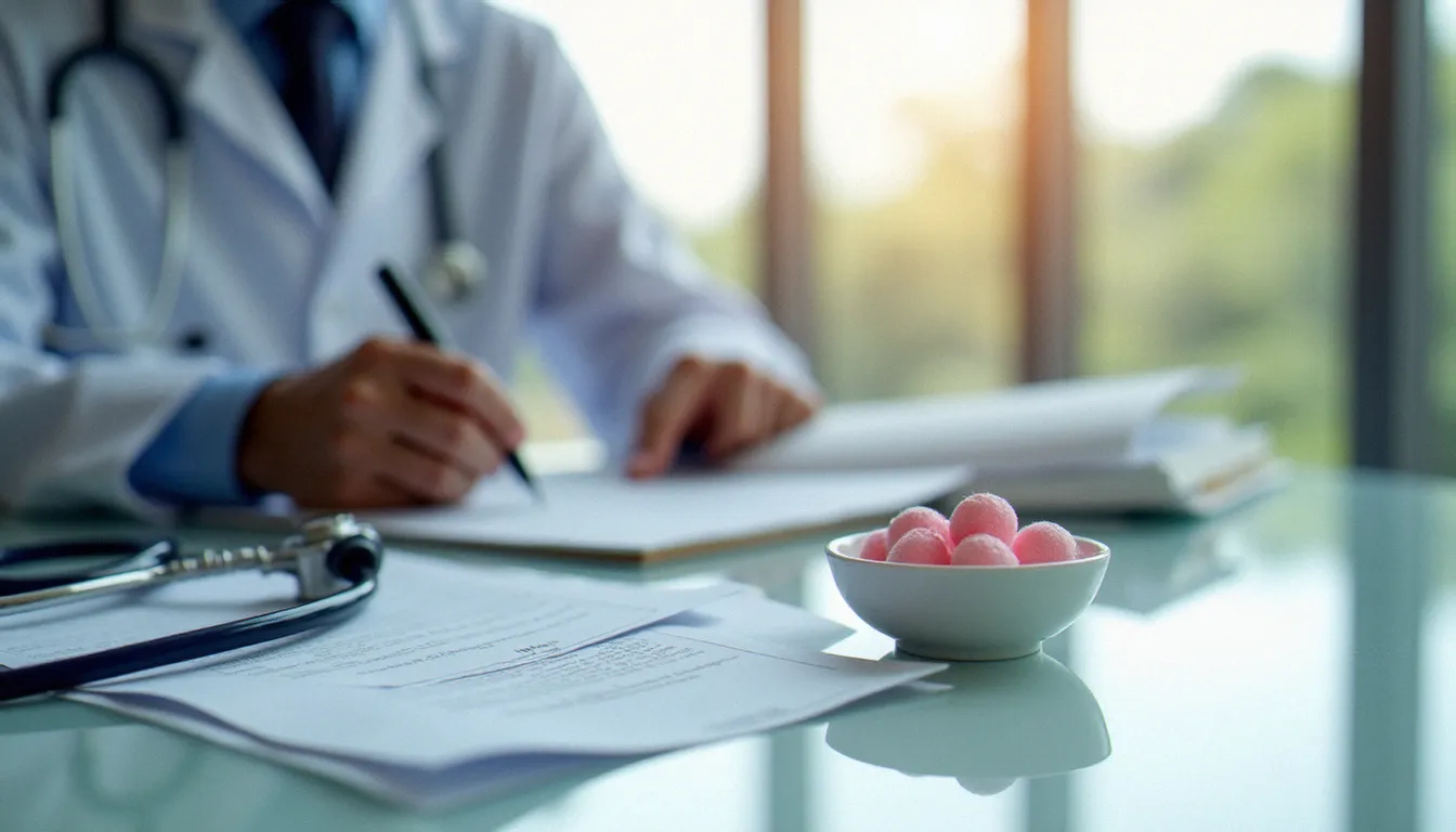 Bureau de consultation médicale avec brochures de prévention et préservatifs, illustrant les ressources de santé sexuelle disponibles à Marseille