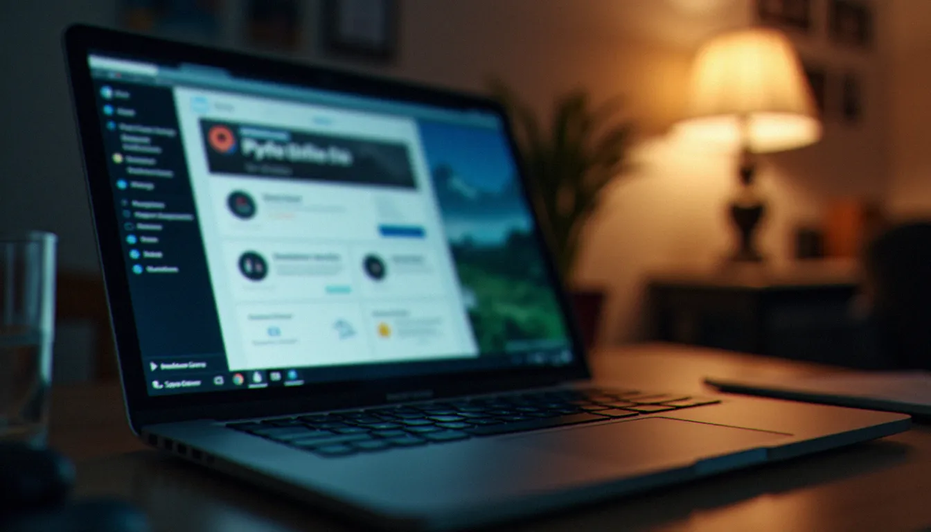 Ordinateur portable affichant une page de profil flouée sur un site de rencontre, illustrant la création d'un profil coquin sécurisé à Bordeaux