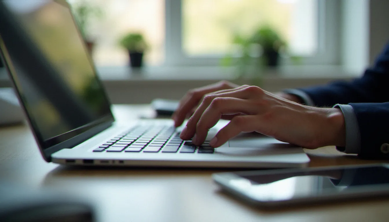 Mains tapant sur un clavier pour effectuer une recherche en ligne sur les profils adultes locaux