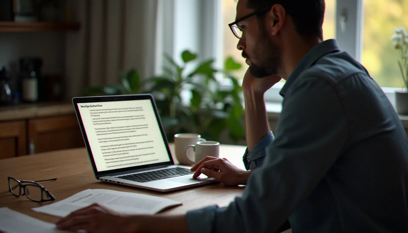 Personne consultant des documents légaux liés aux droits et obligations des créateurs de contenu adulte en France