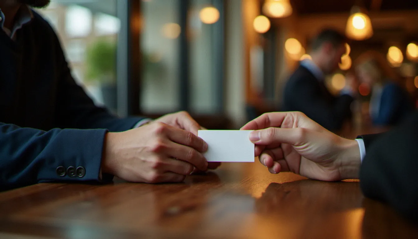 Deux personnes échangeant leurs contacts lors d'une première rencontre dans un café, illustrant les conseils de sécurité pour une rencontre coquine à Montpellier