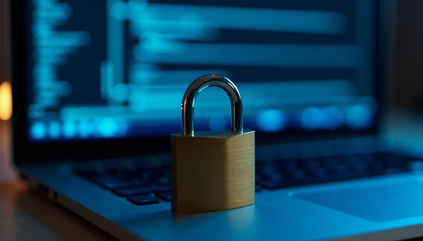 Un cadenas posé sur un clavier d'ordinateur symbolisant la protection de la vie privée sur un site coquin